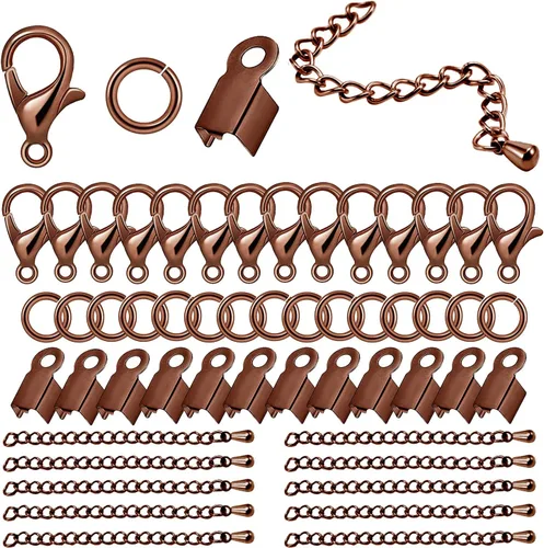 Vista 11 de Juego de 580 piezas de accesorios para fabricación de joyas, incluye 250 conectores de anillo de salto abiertos, 250 tapas de extremo de cable