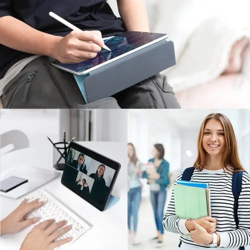 Vista 8 de SenseAGE Funda magnética para iPad para iPad, soporte triple ultra delgado, folio para iPad, compatible con apagado y encendido automático, Azul