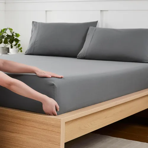 Vista 17 de Sábana bajera individual solo con elástico completo y correas de esquina integradas para evitar que se mueva. Sábana inferior de microfibra
