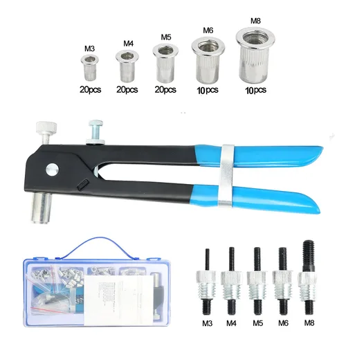 Vista 4 de 86pcs Heavy Duty Blind Rivet Nut Kit Set, Riveter Tool, Rivet Nut Gun, Thread Hand Riveter, Rivet Gun Threaded Insert Tool, Riveting Tools with