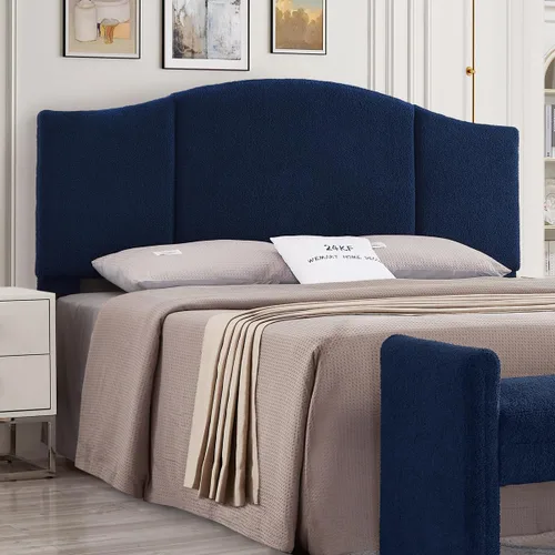 Vista 27 de 24KF Cabecera tapizada de tela de peluche suave, cabecera moderna con borde superior ondulado tamaño California King, 6033-K-Gris