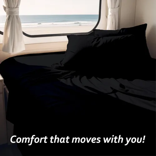 Vista 45 de Juego de sábanas para autocaravana tamaño individual (39 x 75) – 100% algodón egipcio, suave y refrescante, sábana bajera de 16 pulgadas