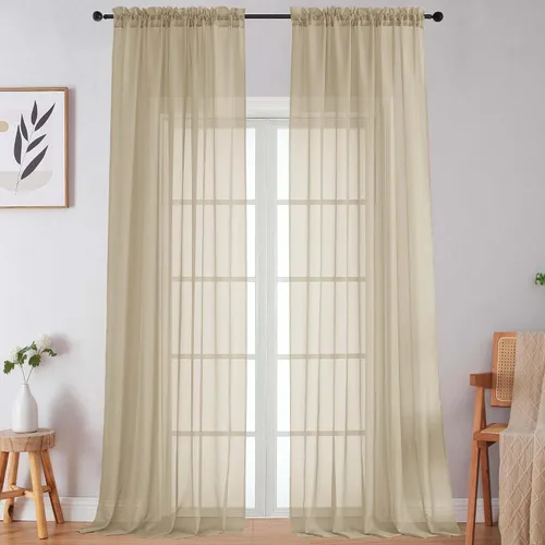 Vista 22 de 2 paneles de cortinas traslúcidas blancas para dormitorio, sala de estar, 96 pulgadas de largo, modernas, suaves, ligeras, con bolsillo para barra