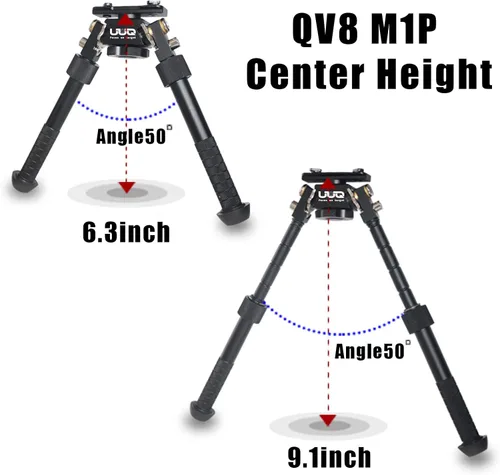 Vista 7 de UUQ QV8 - Bípode ajustable para rifle táctico de 6 a 9 pulgadas para caza y tiro, base de montaje para guardamanos Mlok, se fija directamente al