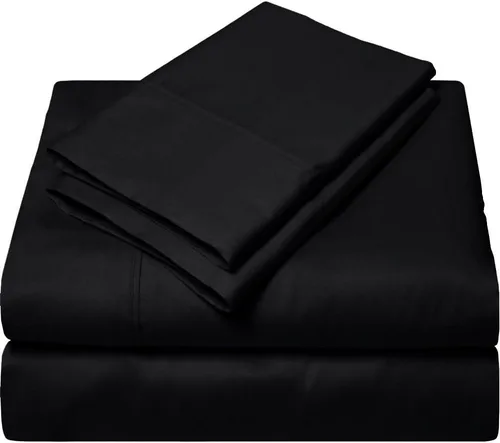 Femini Fashion My Egyptian Giza - Sábanas de algodón Giza tamaño individual, bolsillo extra profundo de 16 pulgadas, 100% algodón Giza de fibra Negro