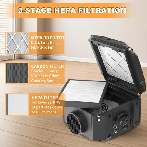 Vista 2 de Máquina de aire negativa apilable HEPA del depurador del aire para industrial y comercial