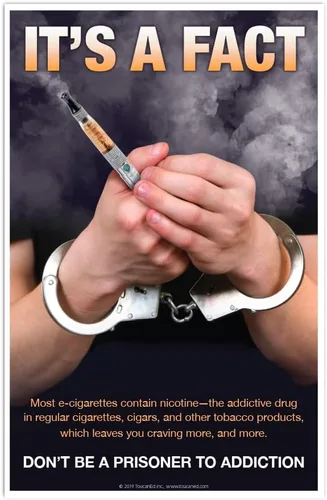 Póster de No seas un prisionero de la adicción – Cartel educativo de cigarrillos electrónicos – adicción a la nicotina – dejar de vapear – letrero