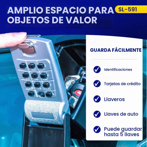 Vista 7 de KeyGuard Pro SL-591 - Caja de bloqueo con botón de golpe para vidrio del automóvil SL-591 con cubierta