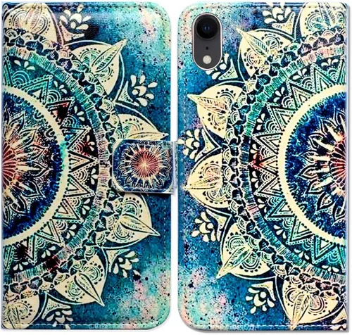 Vista 22 de Bcov Funda para iPhone XR, funda de piel con tapa y función atril para iPhone XR