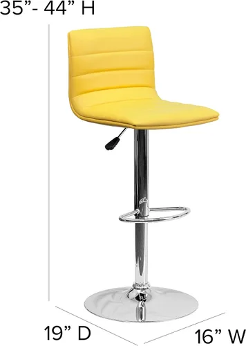 Vista 19 de Flash Funiture silla de bar ajustable con base cromada, Vinilo, Gris