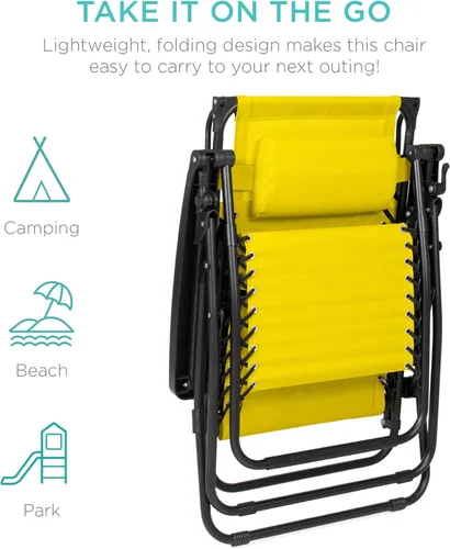 Vista 22 de Best Choice Products Silla reclinable plegable de gravedad cero para exteriores, de patio, para salón al aire libre, con toldo ajustable