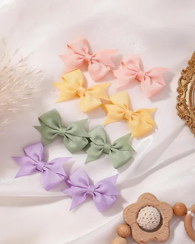 Vista 7 de doboi 60 pinzas para el pelo de bebé de 2 pulgadas, lazos pequeños totalmente forrados de grogrén, cinta sólida, mini lazos para niñas