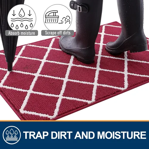 Vista 2 de Finchitty Alfombra para Puerta Interior, Resistente a la Suciedad y Absorbente, de Perfil Bajo, Antideslizante, Lavable, Alfombras de Piso