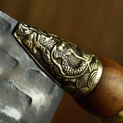 Vista 4 de Meat knife Cleaver, 7.6inch Hand Forged Meat Cleaver Sharp Blade Kitchen Knife China Longquan Kitchen Knife Kitchen Slicing Knife Cooking Tools