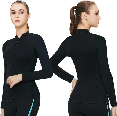 Vista 17 de Wetsuit Top Men,2mm Mens Wetsuit Top 3mm Long Sleeve Wetsuit Jacket Men Front Zip Warm Wets Suit Jackets for Men Stretch Mens Wetsuit Top