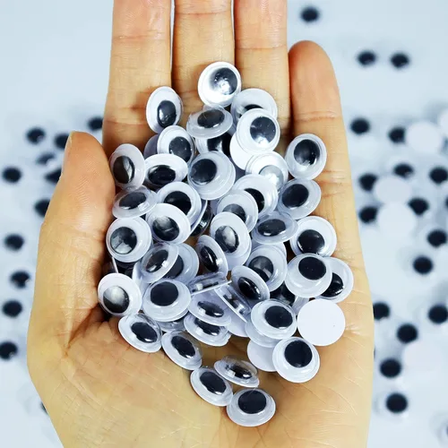 Vista 2 de 240 piezas de ojos pegajosos con autoadhesivos, pequeños ojos de plástico negro y blanco para proyectos de manualidades DIY, decoraciones
