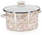 Vista 3 de Golden Rabbit Esmalte - Patrón de remolino gris pardo - Olla de 6 cuartos de galón