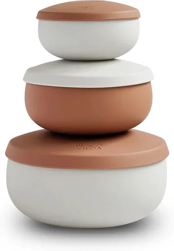 Juego de 3 cuencos de silicona con tapas, varios tamaños, a prueba de fugas, sin BPA, aptos para congelador, microondas y horno, ideales para