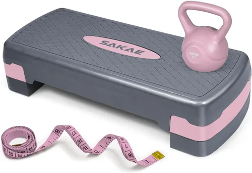 Vista 16 de Juego de pasos aeróbicos de altura ajustable, múltiples opciones de paquete con mancuernas, pesas rusas, reductor de cintura, pesas de tobillo