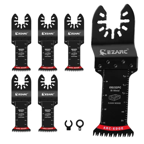 Vista 14 de EZARC Hoja de Sierra Oscilante de Diente Japonés, 5 PCS Hojas Multiherramienta Oscilantes con Borde de Arco, Corte Limpio para Madera, Plástico