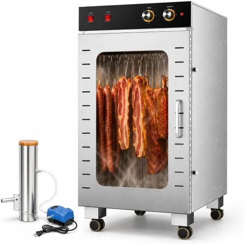 Vista 10 de Stainless Steel Food Dehydrator for Meat, 1600W Commercial Jerky Dehydrator with 22/66 lb Capacity, Rotating Hanging Hooks, Adjustable Temperature