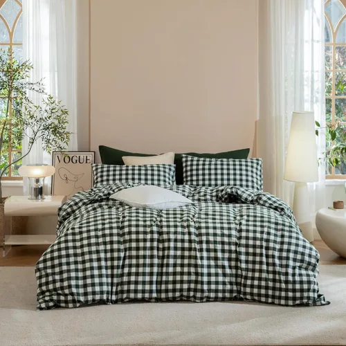 Vista 39 de JIYUAN - Juego de 2 piezas de 1 funda de edredón de algodón 100% lavado de 68x90 pulgadas (relleno no incluido) y 1 funda de almohada, cómodo