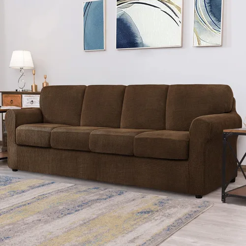 Vista 266 de CHUN YI Fundas para sofá de 7 piezas, lavables, fundas elásticas para sofá de 3 cojines con respaldo y fundas de cojín separados, protector