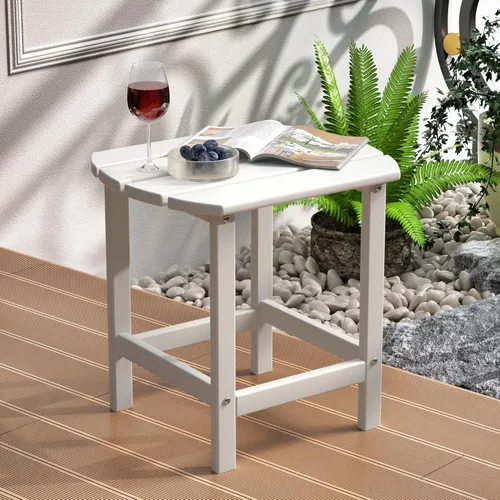 Vista 22 de TORVA Mesa auxiliar para exteriores, 17 x 18 x 18 pulgadas, mesa de centro de jardín para patio, reciclable y resistente a la intemperie, con Negro