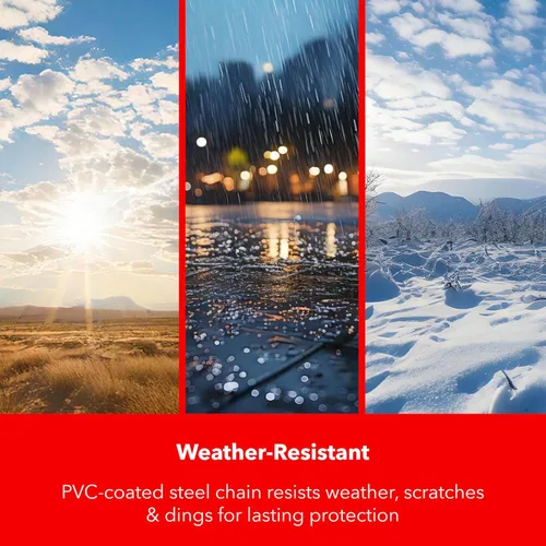 Vista 4 de THIRARD Cerradura de cadena resistente – Acero endurecido de 3.94 pies, eslabones resistentes a cortes de 0.394 in, revestimiento de PVC resistente