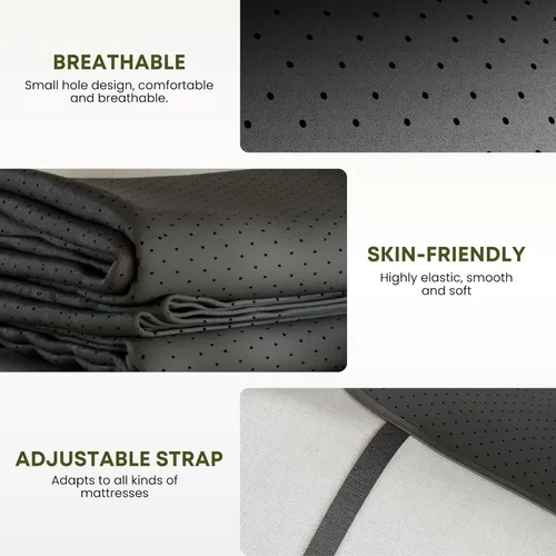 Vista 7 de ELECTRAWAVE Funda de colchón de conexión a tierra, tamaño Queen, hojas de tierra conductoras de carbono conectivas a tierra de cuero sintético