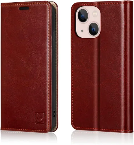 Vista 14 de Belemay Funda compatible con iPhone 15 Pro, piel auténtica, tarjetero con bloqueo RFID, carcasa de poliuretano termoplástico a prueba de golpes