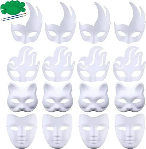 Vista 11 de Qavctw DIY White Masks Paper Cosplay Christmas Party Mask Unpainted Plain Craft Masquerade Masks