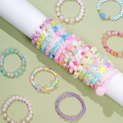 Vista 4 de Dxhycc 24 piezas de pulseras de princesa para niñas, pulseras con cuentas para niñas pequeñas, conjunto de joyería de disfraz para niñas