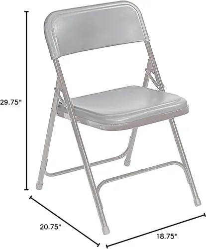 Vista 2 de National Public Seat Home Office Decorative Premium Lightweight Plastic Folding Grey Chair - 4 Pack