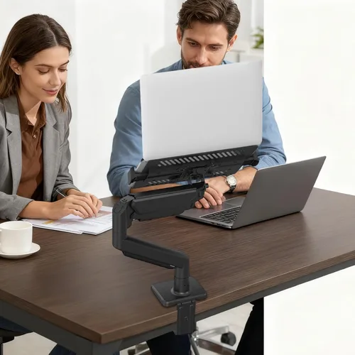 Vista 4 de Telescopic Stand for Laptop Display, with Stable Elevation Support, Black, Computer Bracket Adjustable Display Arm, Tablet Holder Desktop Clamp