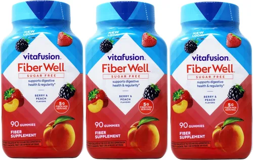 Vista 10 de VitaFusion, Fiber Well Gomitas, suplemento de fibra, sabores surtidos - 90 gomitas, paquete de 4