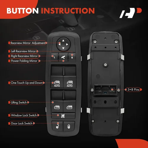 Vista 4 de A-Premium Master - Interruptor de elevalunas eléctrico compatible con Jeep Grand Cherokee 2011 2012 2013 Sport Utility, lado delantero izquierdo