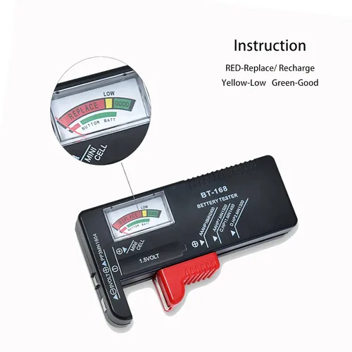 Vista 2 de ZUFECY Comprobador de batería, pequeño comprobador universal de batería para AA AAA C D 9 V 1.5 V, comprobador de baterías de botón - Comprobador