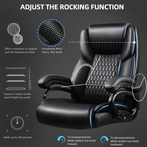 Vista 5 de VITESSE 500lbs Heavy Duty Office Chair for Low Back Pain Relief, Big and Tall Office Chair with Ergonomic Lumbar Support, High Back Executive Chair