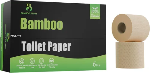Vista 9 de Bamboo Story, Papel higiénico de bambú sin blanquear, 12 rollos, 3 capas y 300 hojas de papel higiénico de bambú, certificado FSC, biodegradable
