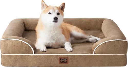 Vista 65 de EHEYCIGA – Cama ortopédica impermeable para perros pequeños, de espuma viscoelástica tipo caja de huevos, con bordes elevados y base antideslizante