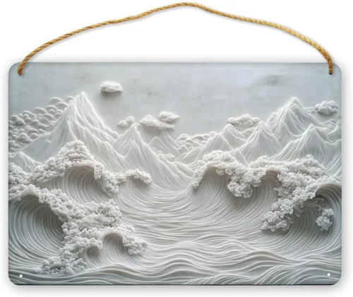 Vintage Industrial wooden Sign - 3D styles Mountain Landscape - 12x8 Inch Rustic Man Cave & Bar Decors, Gift for Retro styles Aficionados