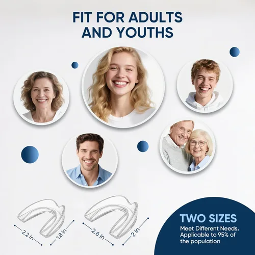 Vista 5 de Protector antimolienda, protector bucal para apretar los dientes por la noche, protector bucal para dormir, cómodo y reutilizable para adultos