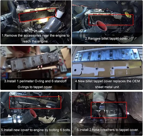 Vista 7 de Billet - Kit de montaje y cubierta de aluminio para 1989-2002 Cummins Turbo Diesel 5.9L 12v 24v Dual Port Ram VE44 P7100 Bombas (Plata)