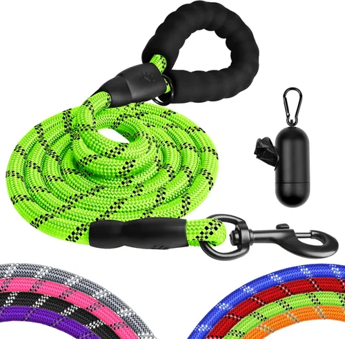 Vista 10 de Correa resistente para perros de razas grandes, medianas y pequeñas, correas de cuerda reflectantes para perros con mango cómodo, correa