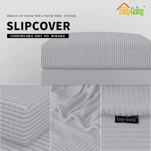 Vista 3 de Easy-Going Funda de cojín elástica para sofá biplaza, protector de muebles, funda de sofá, funda de sofá suave y flexible con parte inferior Plata