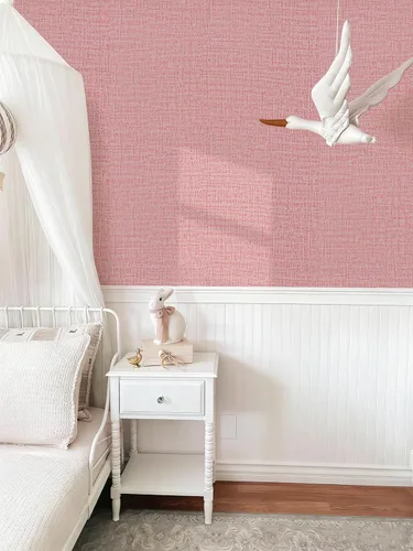 Vista 4 de Guvana Papel tapiz autoadhesivo con textura rosa, moderno, extraíble, autoadhesivo, tela gruesa, de lino sintético, para dormitorio, sala de estar