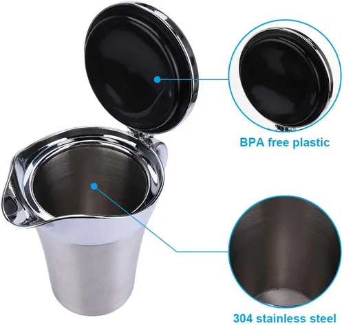 Vista 3 de ShineMe Jarra de acero inoxidable para salsa de barco con tapa, aislamiento de doble pared de 26 onzas, almacenamiento para salsa o crema, utilizado