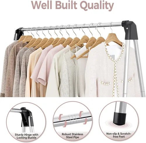 Vista 3 de TOOLF Tendedero plegable para ropa, de acero inoxidable, portátil, para interiores y exteriores, de gran capacidad