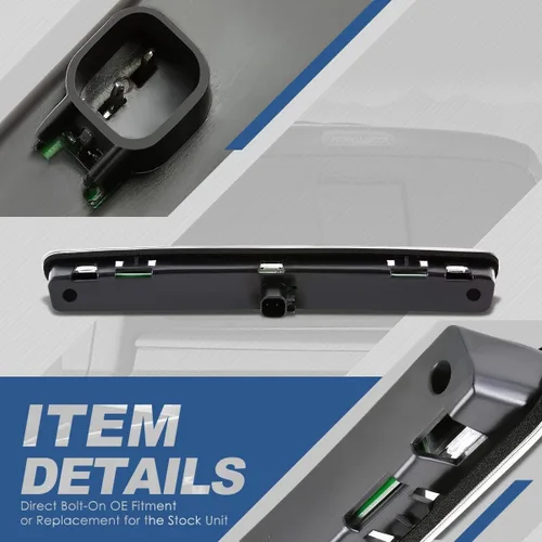 Vista 3 de Auto Dynasty Tercera luz de freno LED compatible con Ford Mustang 2005-2009, lámpara de carga de cabina central trasera, luz de freno de montaje